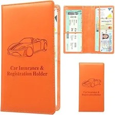 Car Registration and Insurance Holder - Vehicle Glove Box Organizer, Orange