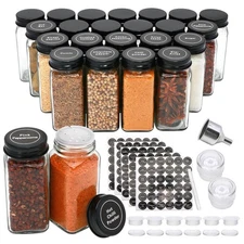 24pcs Spice Jars with180 Labels,Glass Spice Jars, Seasoning Containers,Season...