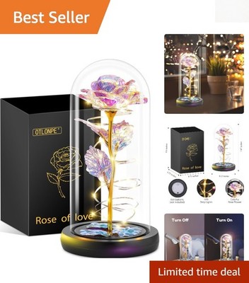 Zero Maintenance Light-Up Rose in Glass Dome - Cherished Gift for Loved Ones