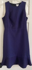 J Crew Sleeveless Flounce Hem Dress Navy Blue White Polka Dots Size 2