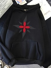 Anime-Inspired Unisex Hoodie for Men and Women - Black with Red Geometric Star D