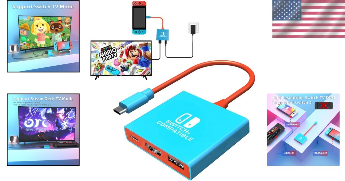 Switch Docking Station Portable HDMI 2.0 4K/60Hz TV Adapter for