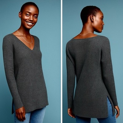 Anthropologie Ett:twa Amrita Merino Blend Ribbed Tunic Sweater Gray Size S
