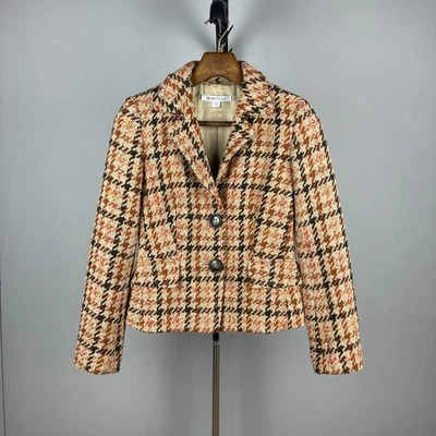 Marella Damen braun Wollmischung Hahnentritt Blazer - Größe 34DE / 8UK / 4US - Bild 1 von 4