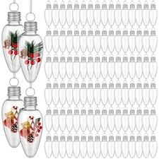 128 Pieces Christmas Fillable Light Bulbs Clear Plastic Fillable Bulb Hanging...