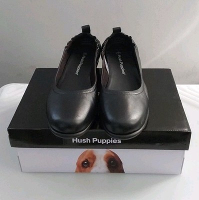 Hush Puppies Skylar Ballerina Lederschuh In Schwarz Größe UK 6 EU 39 Neu mit Karton QVC. 