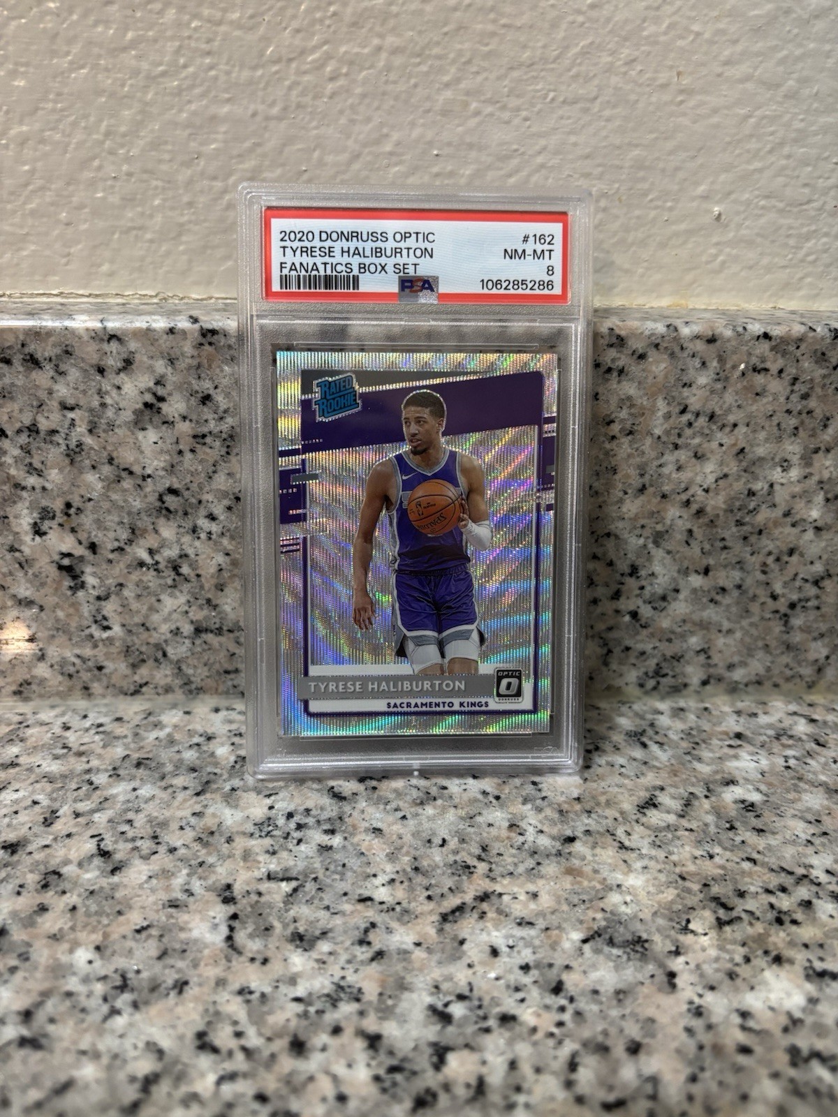 2020-21 Panini Donruss Optic Tyrese Haliburton Wave Prizm #162 Kings PSA 8