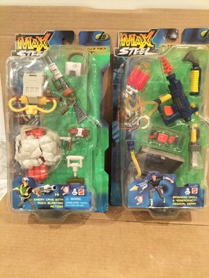 2 X MIB 2000 MATTEL MAX STEEL N-TEK ADVENTURE PACKS - EXPLOSIVES - NOTFALL 