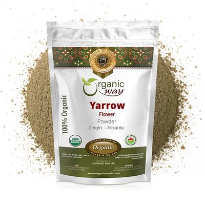 ORGANIC WAY LLC Organic Way Yarrow Flower Powder (Achillea millefolium) - Herbal Tea