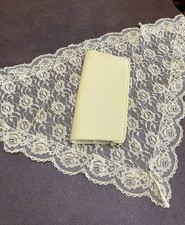 Vintage Clutch Purse Hand Bag Side Kiss Lock Evening Party Yellow Lace