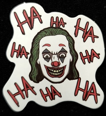 JOKER STICKER ''HA HA'' 2 X 2 1/5'' MATTE FINISH 