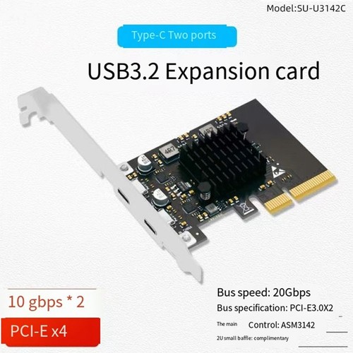 1X(PCI-E auf USB3.1Gen2 Erweiterungskarte Desktop USB3.2 Erweiterungskarte 1068 - Photo 2/6