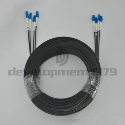 100M Butterfly 4 Cores Outdoor FTTH Fiber Optic Drop Cable SM LC UPC Patch Cord