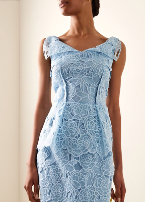emilia wickstead blue dress Suz Embellished Dress In Blue Viscose Crepe