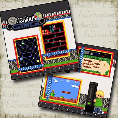 SERIOUS GAMER BOY - 2 Premade Scrapbook Pages - EZ Layout 151 