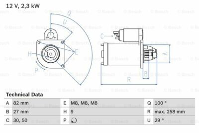 Bosch 0 986 018 950 Starter for, Iveco, Mitsubishi, UAZ