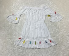 Blush Womens Juniors Size S Off the Shoulder White Dress Colorful Tassels Boho 