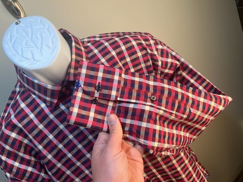 Luchiano Visconti Men's pink, blue and khaki check long sleeve shirt Large L - Picture 2 of 9