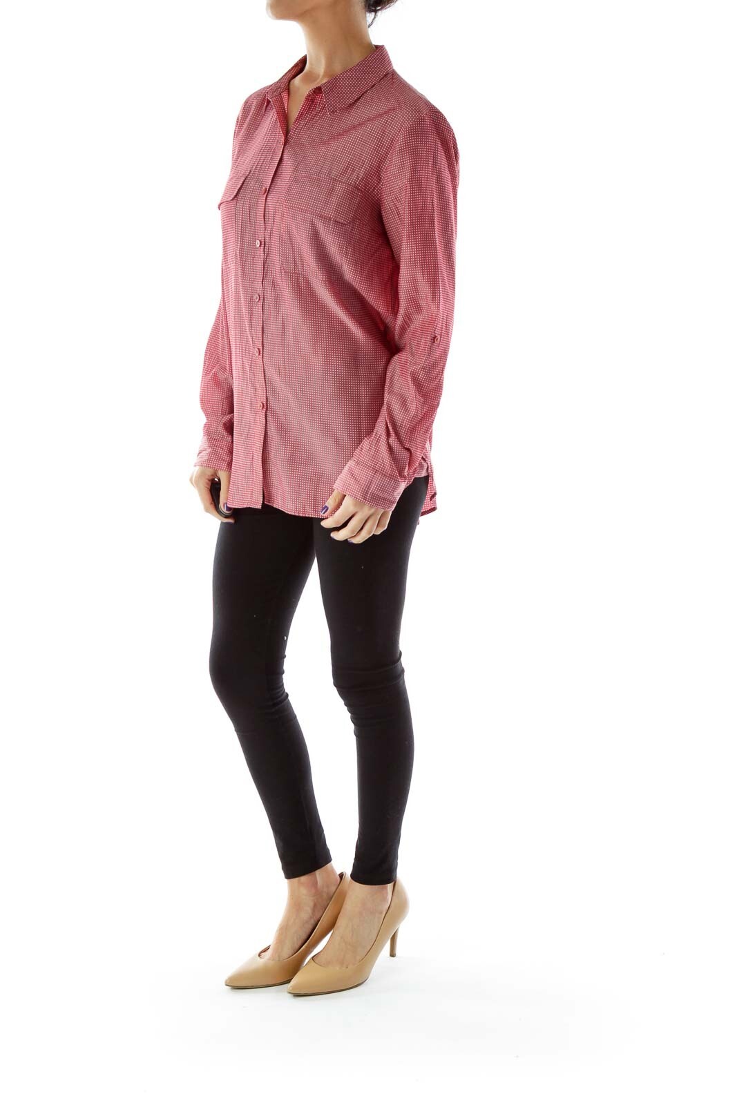 Express Viscose Button-Down Collared Polka Dot Bl… - image 3