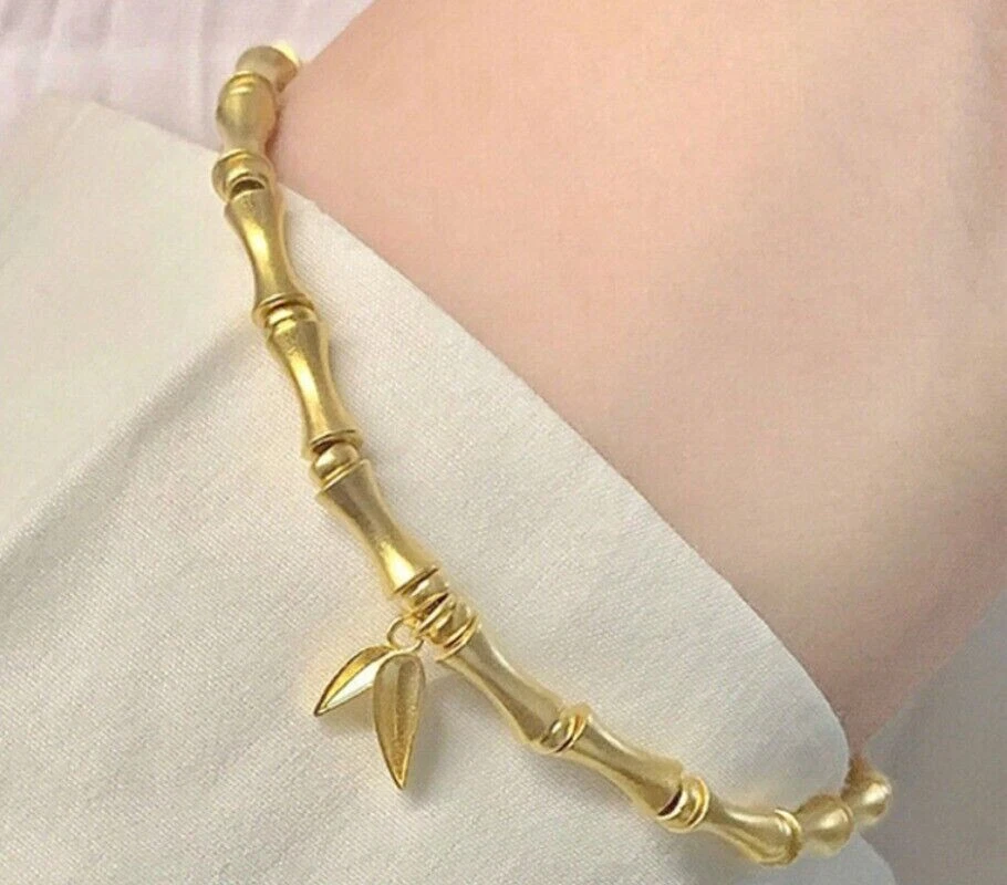 Solid Pure 999 24K Yellow Gold Lucky Bamboo Bracelet Gold Women Bangle Solid Pure 999 24K Yellow Gold Lucky Bamboo Bracelet Gold Women Bangle