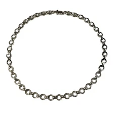 14 Karat White Gold and Diamond Link Necklace #13569