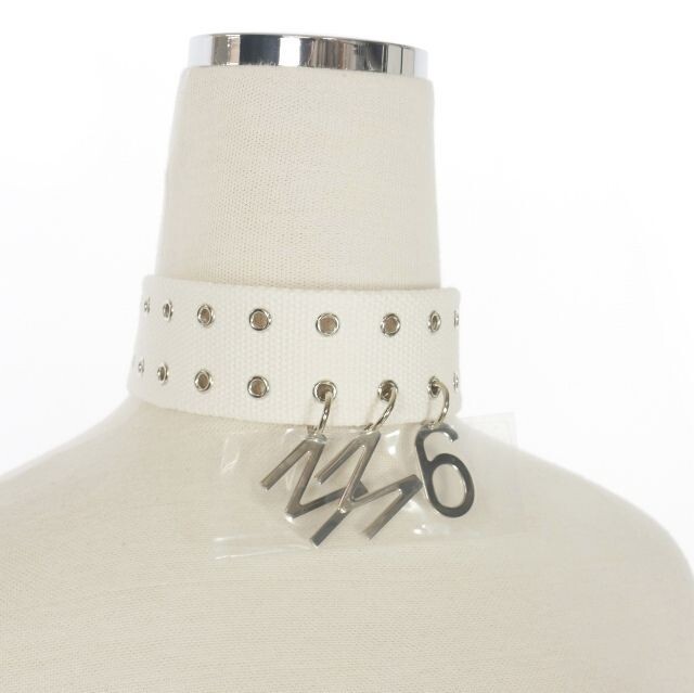 Mm6 Maison Margiela 22Aw Logo Pendant Belt Choker Necklace White