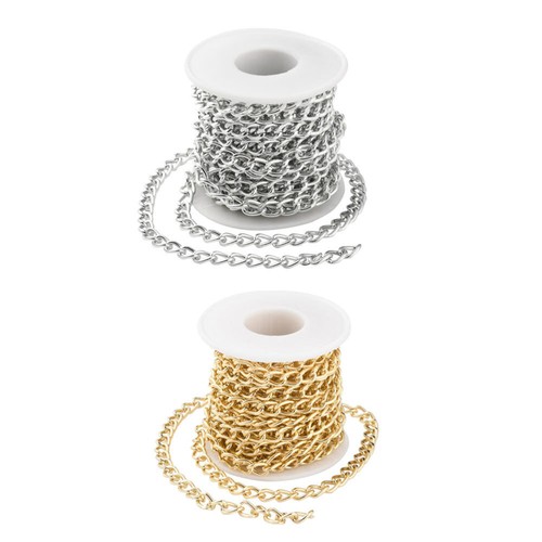 1 Metre Length Aluminium Curb Chain Necklace - Jewellery Making Findings, Multiple Sizes & Colors