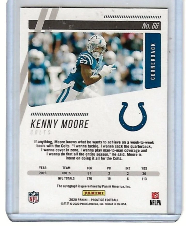 KENNY MOORE 2020 Prestige XTRA POINTS Auto /25 #66 - Image 4 of 4