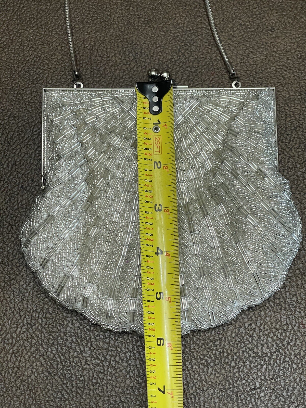 André Cellini White Beaded Clamshell evening bag … - image 15