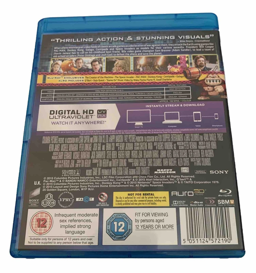 Pixels Blu Ray Region Free, 2015 “Thrilling Action & Stunning Visuals” - Image 2 of 4