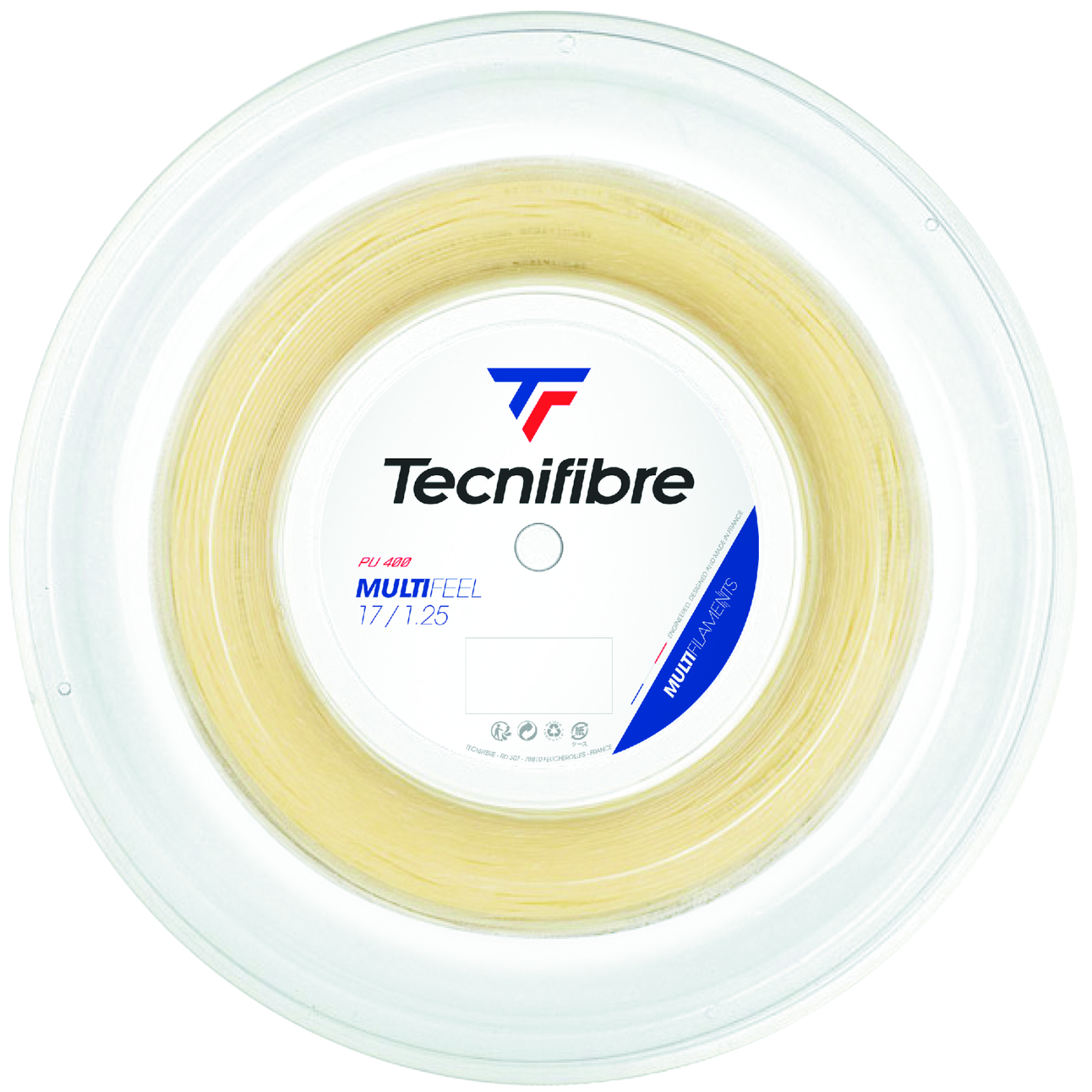 Tecnifibre MULTIFEEL Tennis Racket String - 1.25mm/17 - 200m Reel - Natural