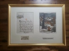 Gustave Baumann January Woodcut From All The Year Round. Framed and Matted. 
