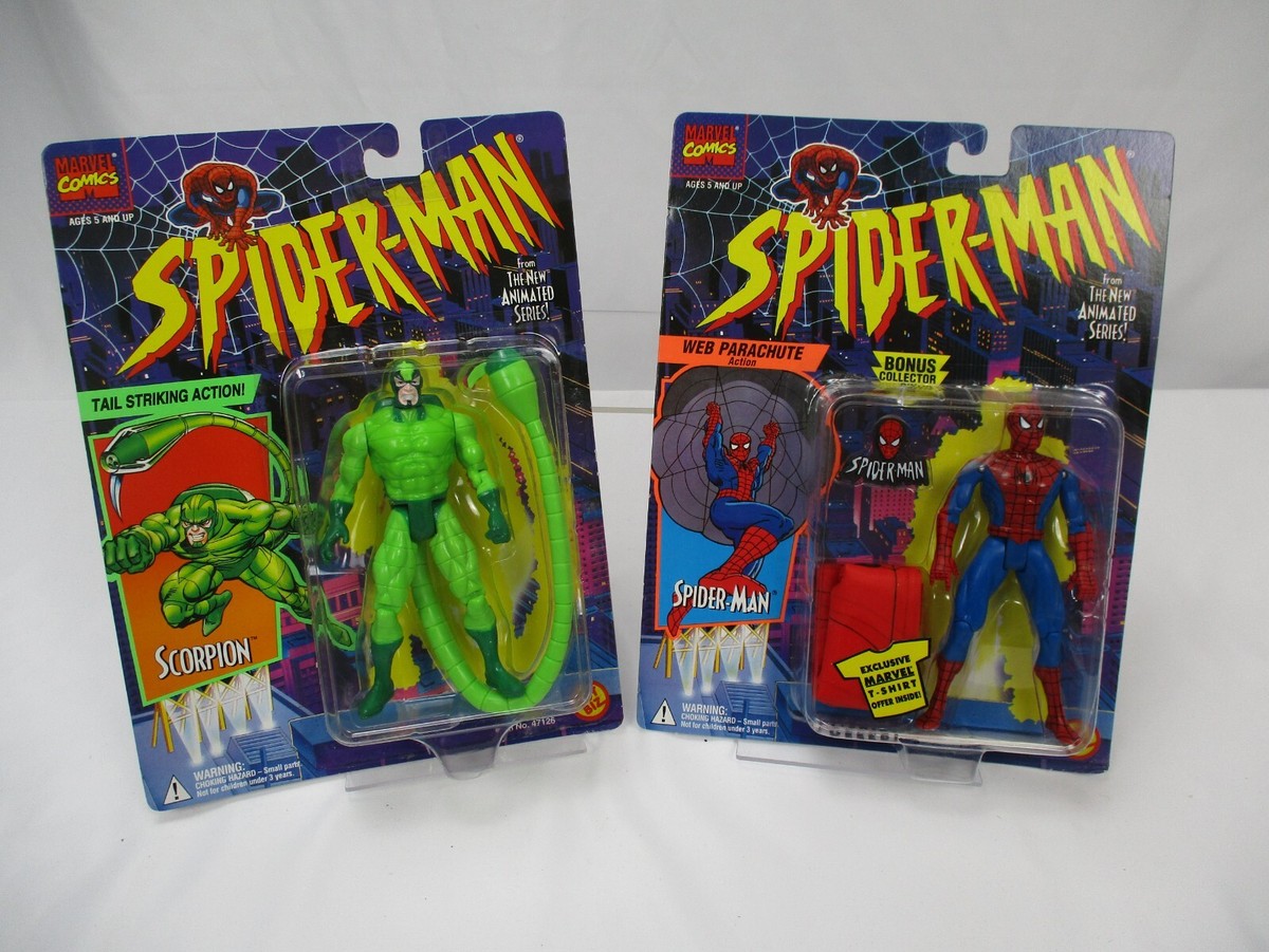 web parachute spiderman and villan scorpion from animated series