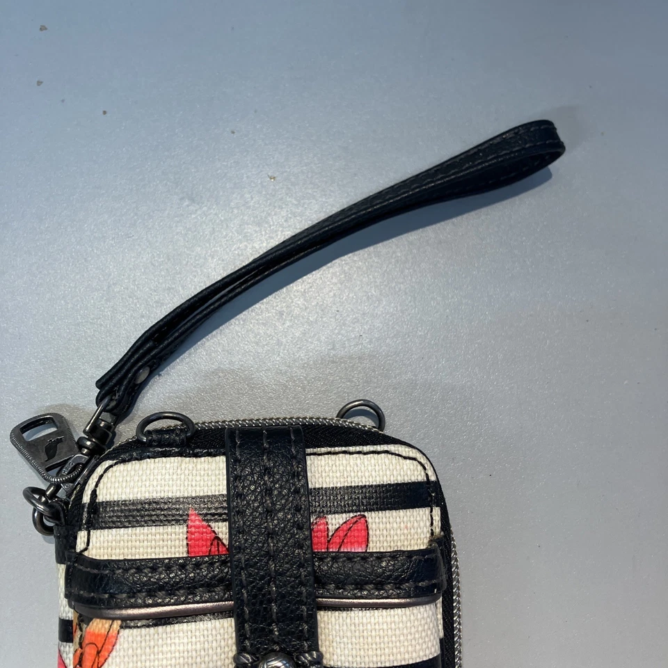 Porta-cartões de pulso sacroots com zíper em torno de porta-cigarro flores com alça preta - Imagem 4 de 4