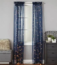 LED Lights Lighted Rod Pocket Panel Navy 54W x 84L Holiday Christmas Panels