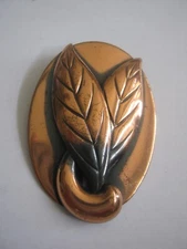 Unique Hand Crafted Copper Leaves 2" Oval Brooch Pendant
