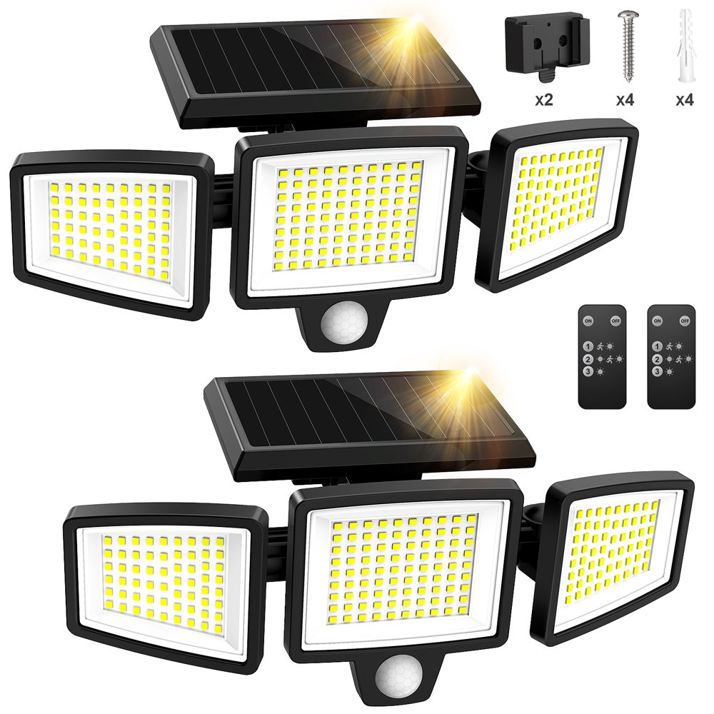 Solar Lights Outdoor - Waterproof Motion Sensor Security Lights with Wireless Re