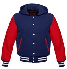 Wool Varsity Letterman Baseball Jacket Leather Sleeves