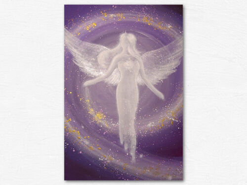 Obraz anioła w kolorze fioletowym "Uniwersalna energia życiowa" Anioł Prezent do wyzdrowienia - Zdjęcie 1 z 2