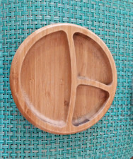 Avanchy Wooden Round Divided Plate 3 Section 6 Inch Dish Bowl