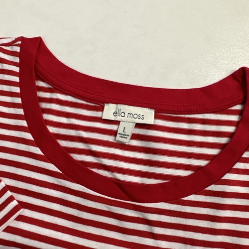 Ella Moss Ladies Flattering Fit Soft Perfect Tee 2-pack LARGE Stripe SMILE NWOT - Picture 11 of 15