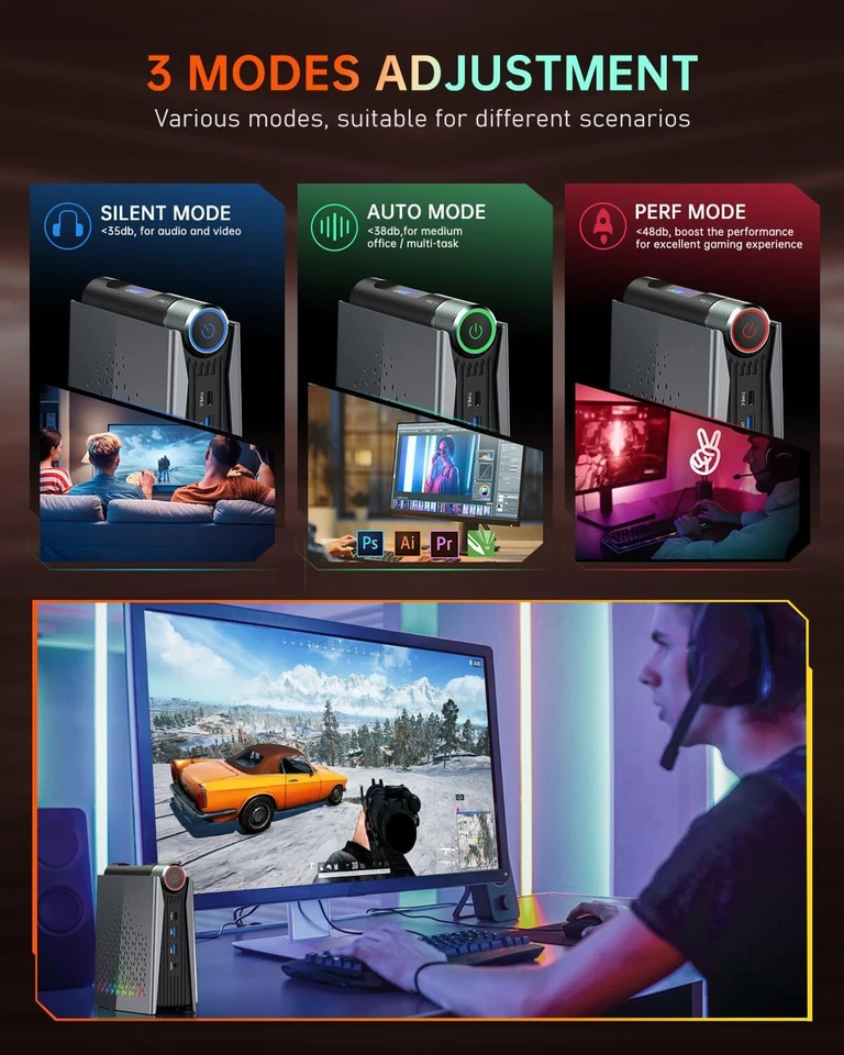 ACEMAGIC S3A 4K GAME Mini PC AMD Ryzen 7 5825U 32GB DDR4 1TB SSD WIFI Win11 PRO - Bild 3 von 4