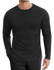 Men's Long Sleeve Shirts Honeycomb Waffle Pullover Sweater Crewneck Thermal T...
