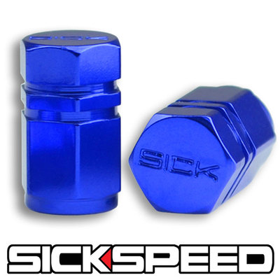 マイ 2 Blue Hexagonal Anodized Aluminum Valve Stem Caps – M6 For Motorcycle