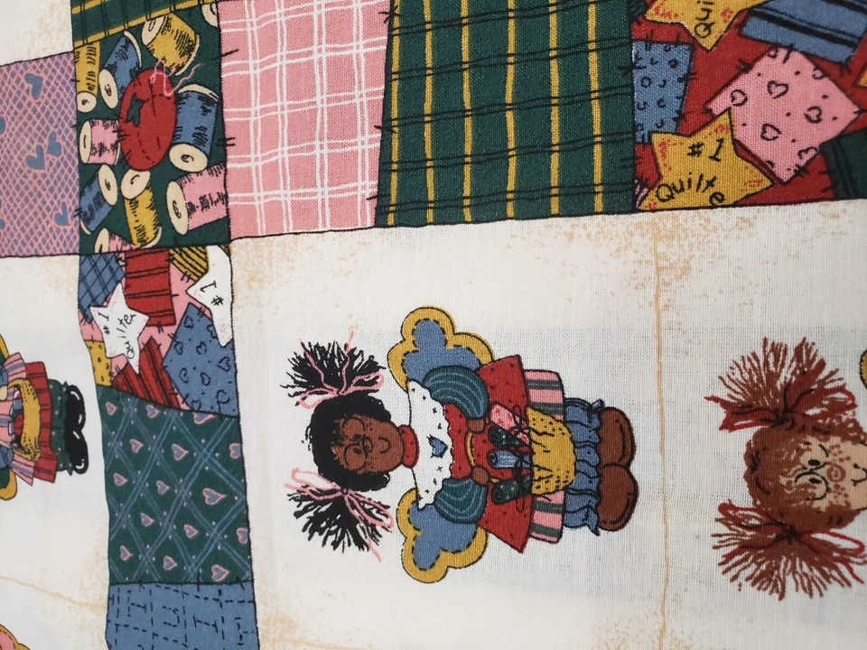 Vintage Quilters Theme Fabric Angels Hearts Freckles #1 Quilter 1 Yard Rare New - Image 3 of 4