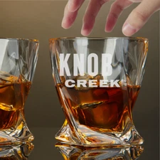Custom Engraved Knob Creek Twisted Whiskey Glass – 10 oz Rocks Glass New