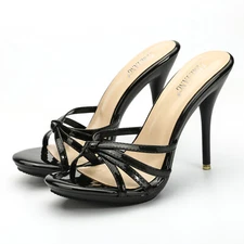 Women Stilettos Sandals Mules Slippers Shoes Peep Toe High Heels Bowtie Casual