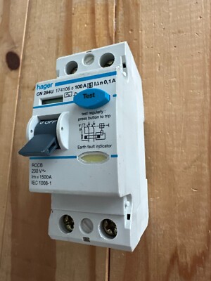 HAGER 100A 100MA 2 POLIG CN284U RCD 230V 174106