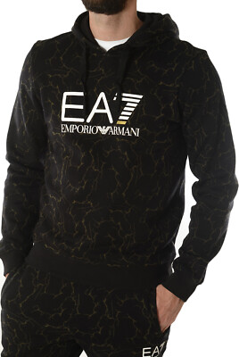 EMPORIO ARMANI EA7 6XPM60 PJ09Z Herren Kapuzenpullover Sweatshirt, fantasia nero