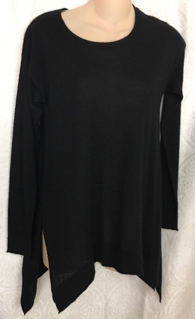 Donna Karan Sweater Black Cashmere Long Sleeve Split Side Size P XSmall | eBay